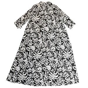 NWOT CIVICO 51 Italian Cotton Black White Floral Print Maxi Shirt Dress Size M